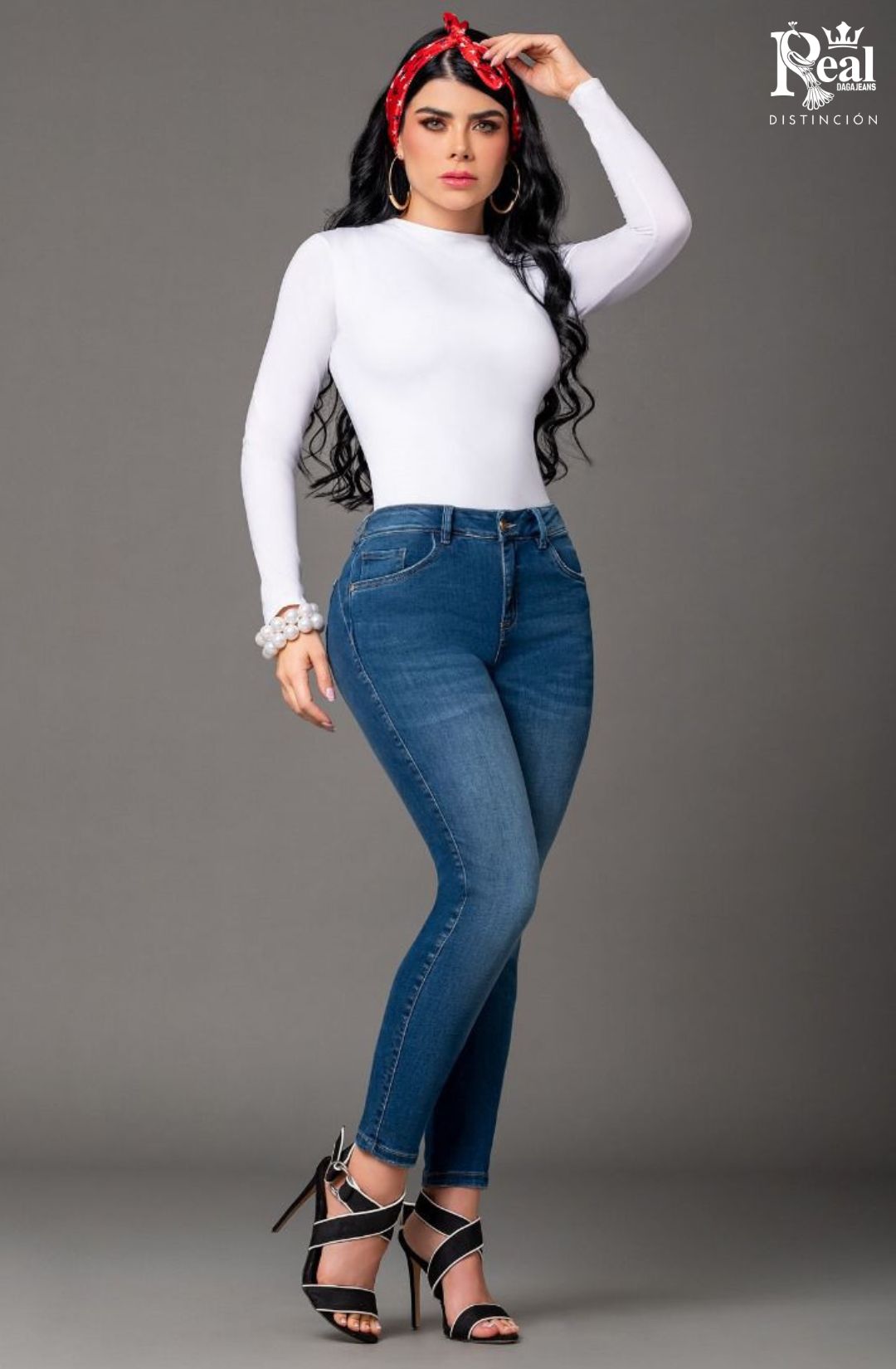 JEANS AYLIN BOTA TUBO CON BOLSILLOS - CON FAJA TRIPLE REALCE 3D