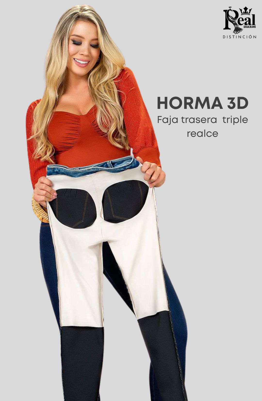 JEANS AYLIN BOTA TUBO CON BOLSILLOS - CON FAJA TRIPLE REALCE 3D