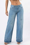 JEANS VALCOUR - Wide leg - STRECH - Ancho - tono Azul claro-  ancho REAL CULTURE