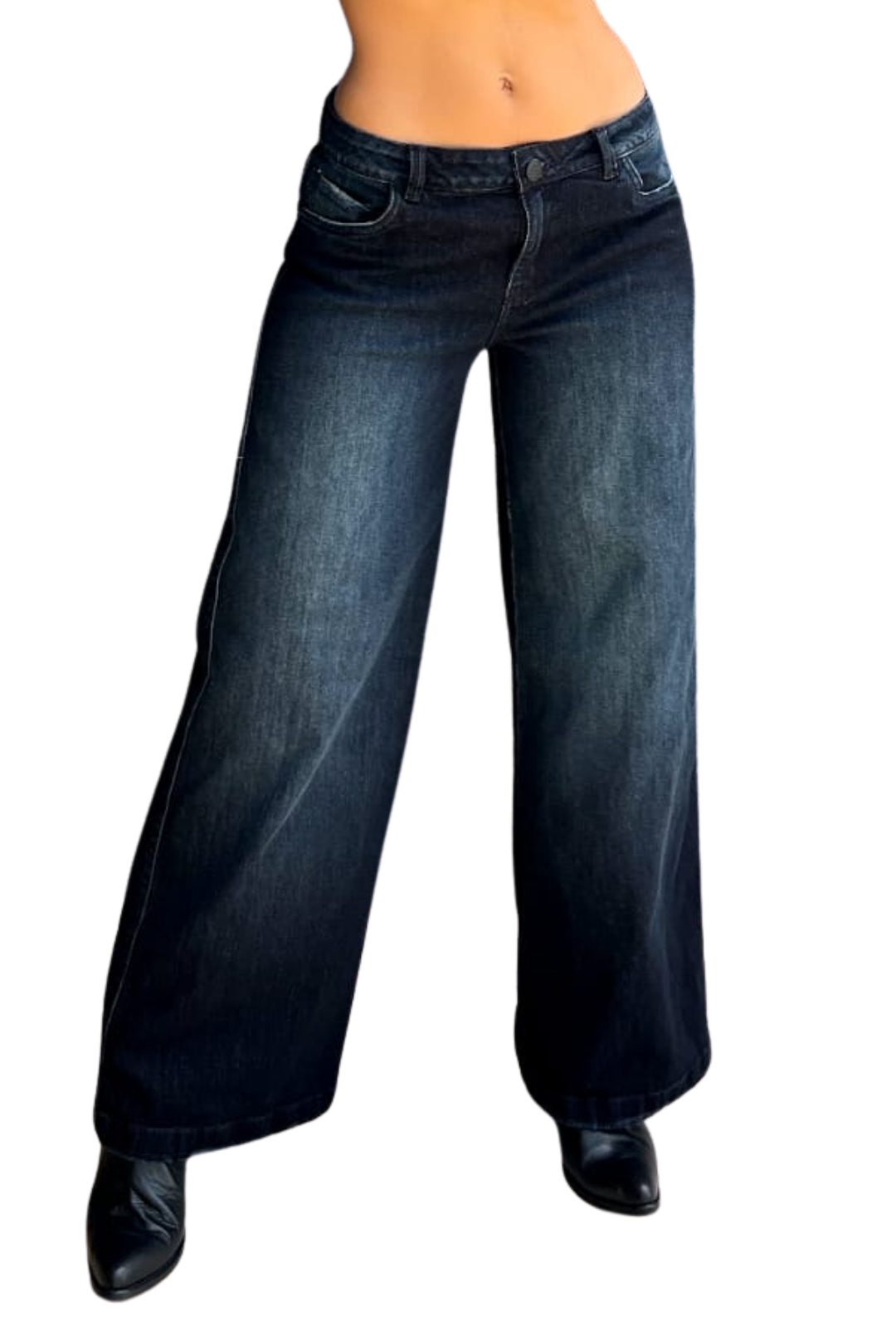 FERRANO -  Wide leg - STRECH - Ancho - tono Black and Blue - REAL CULTURE