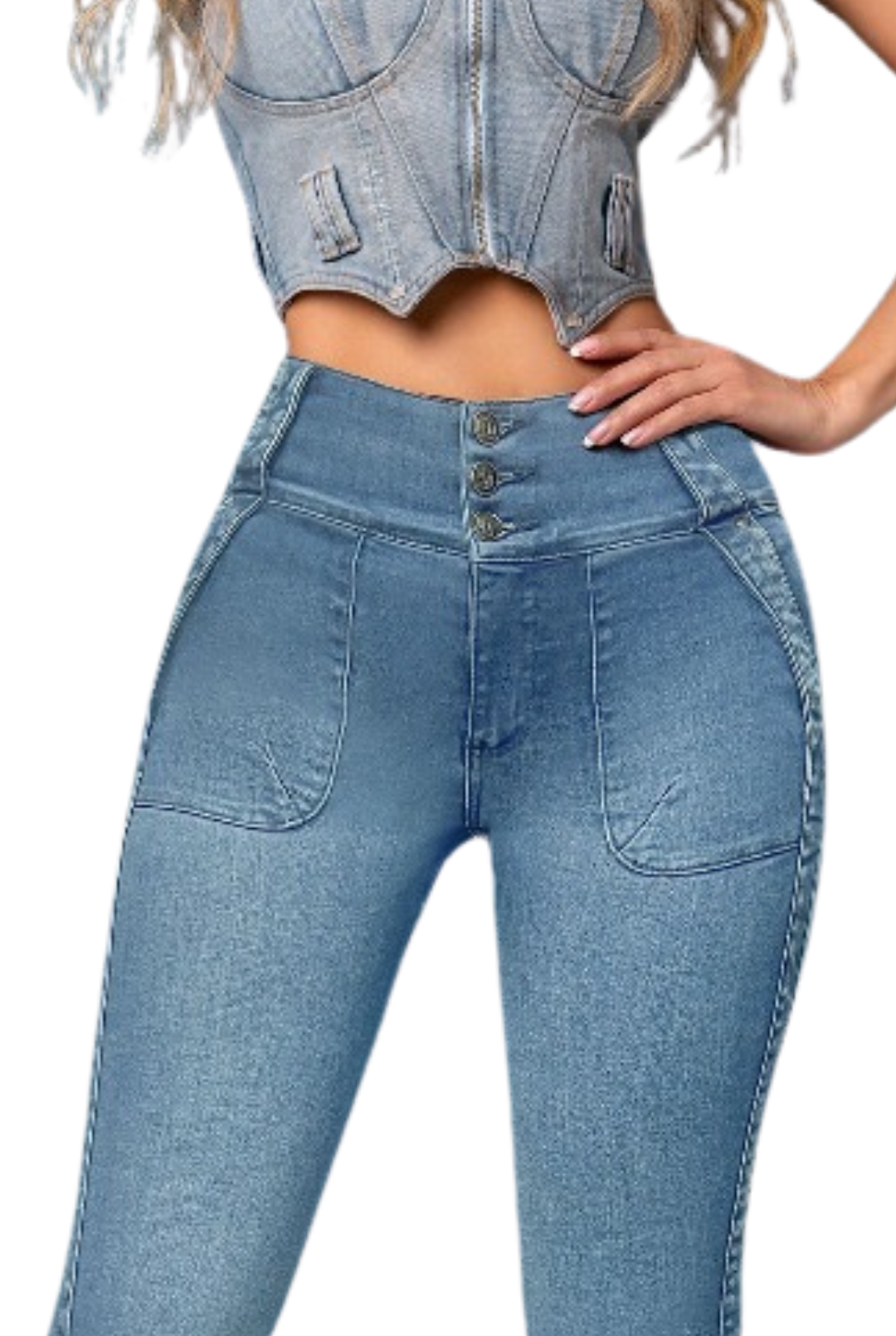 JEANS KAROLINA   - B Bota Skinny (tubo) - Sin Bolsillos - Con o sin FAJA TRIPLE LEVANTA Cola 3D - 4D - Tiro ALTO