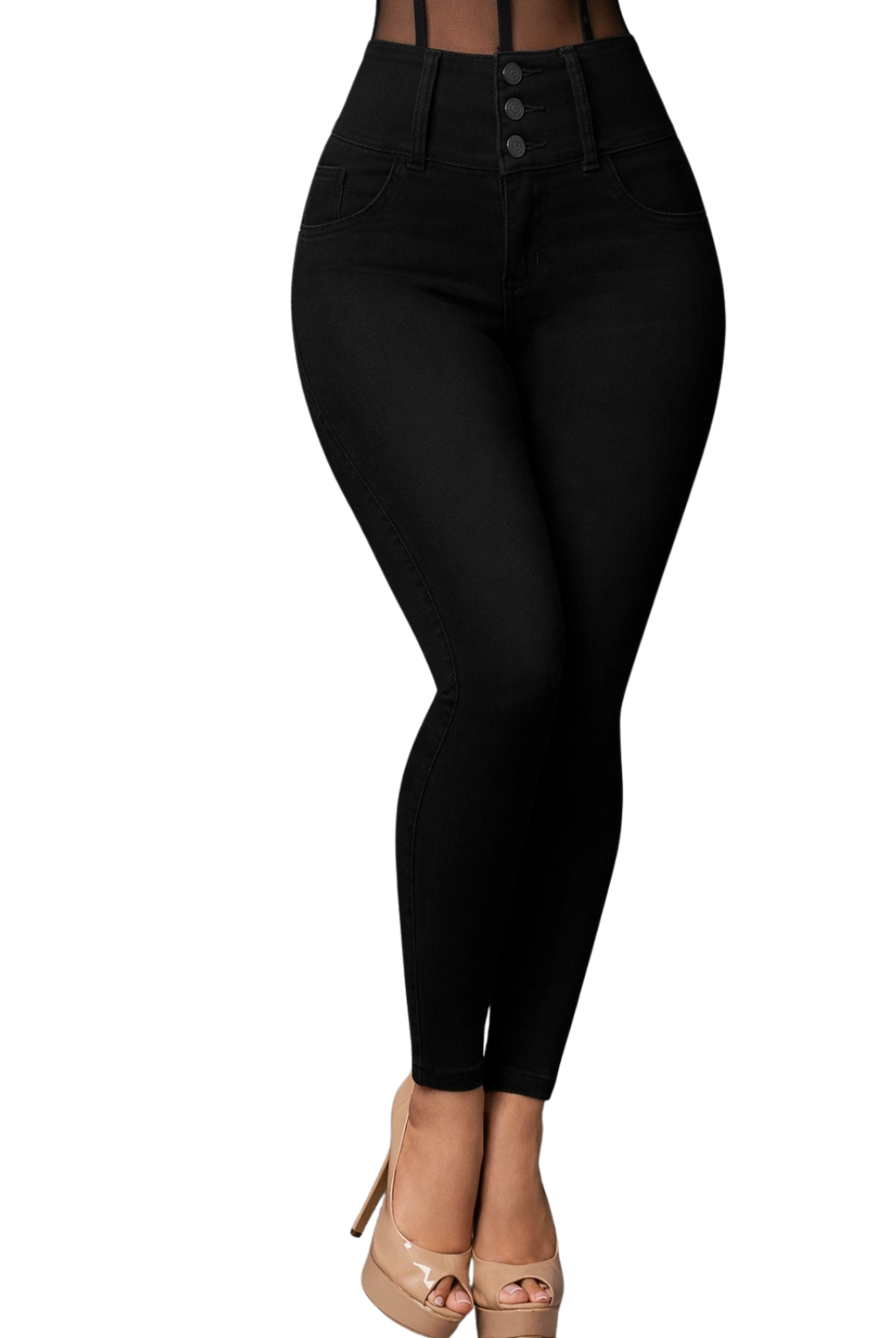 JEANS LADY BLACK - Bota Skinny (tubo) - Con   Bolsillos - Con o sin FAJA TRIPLE LEVANTA Cola 3D - 4D - Tiro ALTO