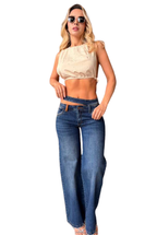 JEANS MoNTCLAIR - Wide leg - STRECH - Ancho - tono Azul oscuro-  ancho REAL CULTURE