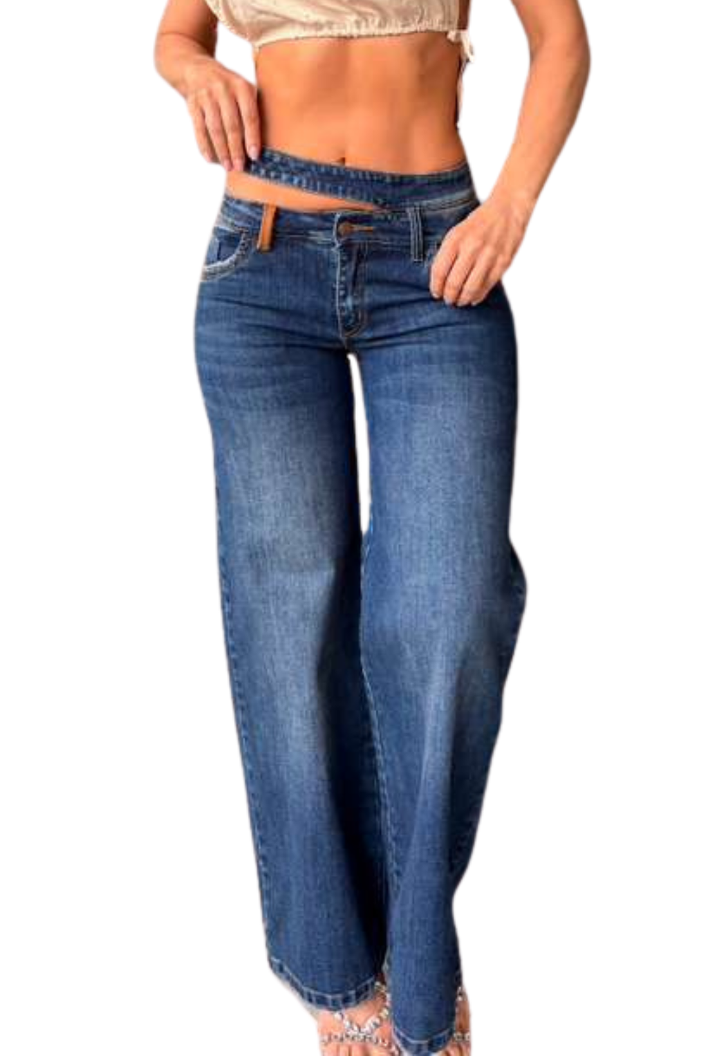 JEANS MoNTCLAIR - Wide leg - STRECH - Ancho - tono Azul oscuro-  ancho REAL CULTURE