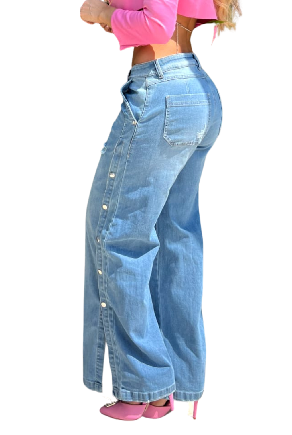 JEANS MONTELLY -  Wide leg - STRECH - Ancho - tono azul medio - REAL CULTURE