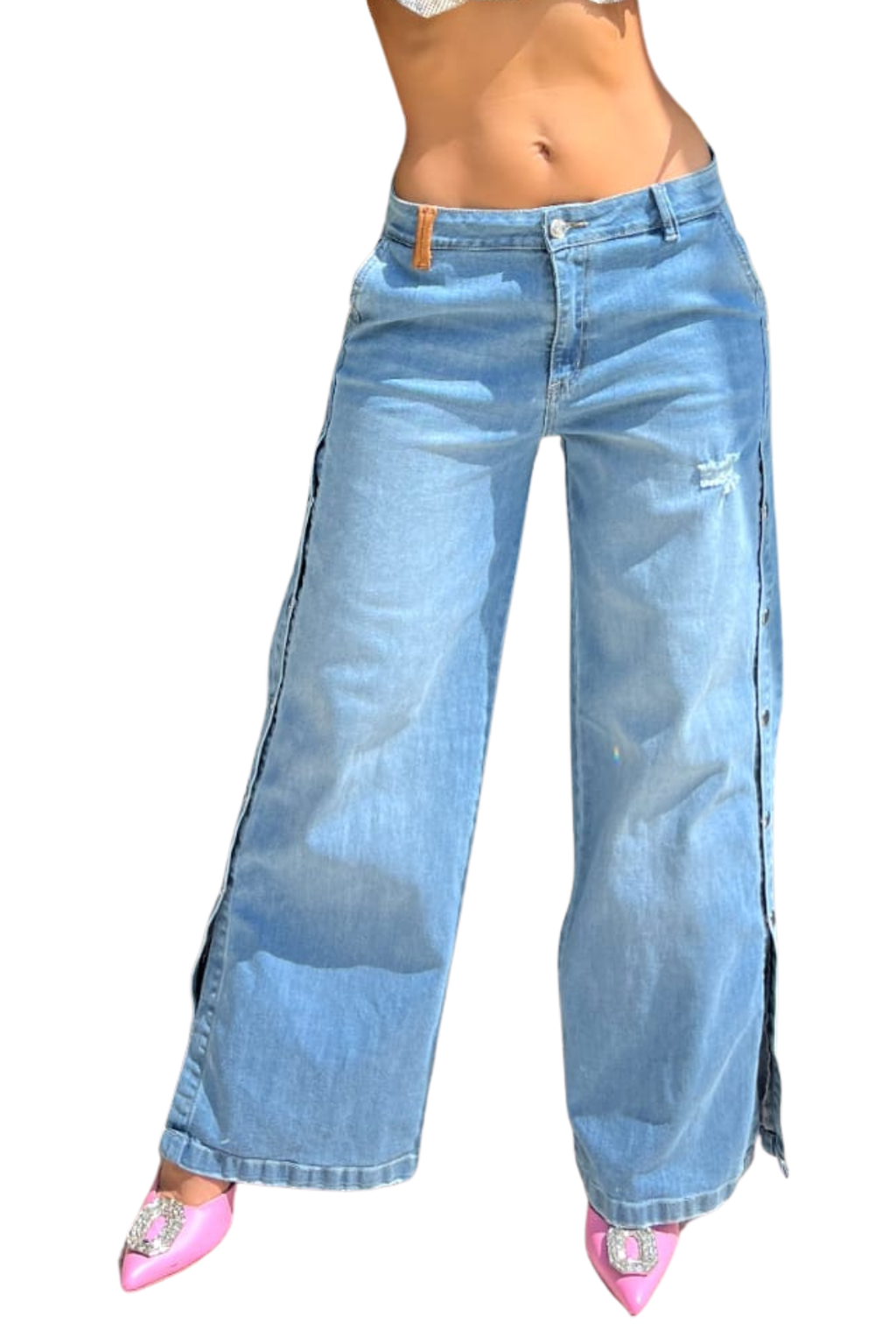JEANS MONTELLY -  Wide leg - STRECH - Ancho - tono azul medio - REAL CULTURE
