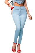 JEANS MORA AZUL C -  Bota Skinny (tubo) - Sin Bolsillos - Con o sin FAJA TRIPLE LEVANTA Cola 3D - 4D - Tiro ALTO