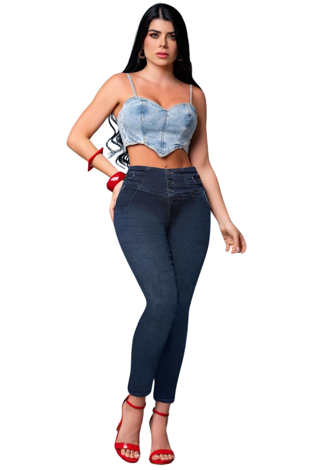 SALOME -  Bota Skinny (tubo) - Sin   Bolsillos - Con o sin FAJA TRIPLE LEVANTA Cola 3D - 4D - Tiro ALTO