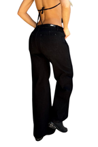 JEANS SANTORINI -  Wide leg - STRECH - Ancho - tono Black-  ancho REAL CULTURE