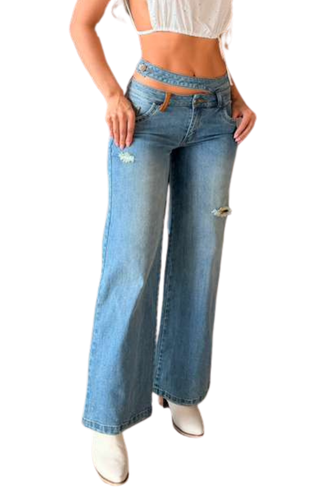 JEANS VALMORT -Wide leg - STRECH - Ancho - tono Verde Dirty-  ancho REAL CULTURE