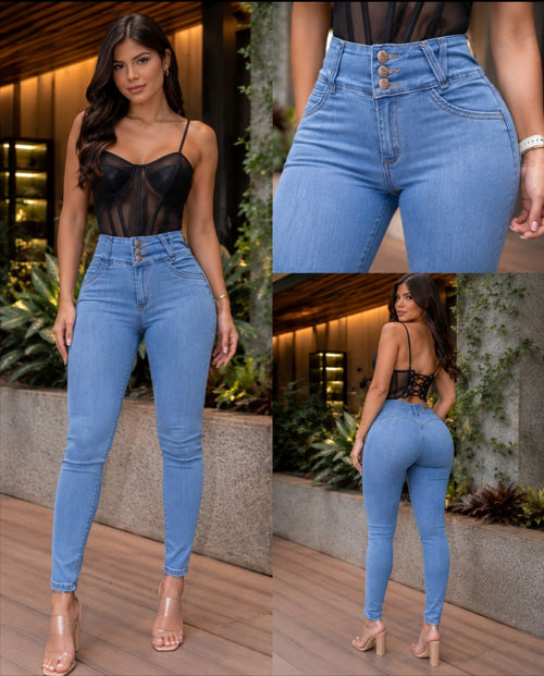 JEANS JOHANNA -  Bota Skinny (tubo) - Sin Bolsillos - Con o sin FAJA TRIPLE LEVANTA Cola 3D - 4D - Tiro ALTO