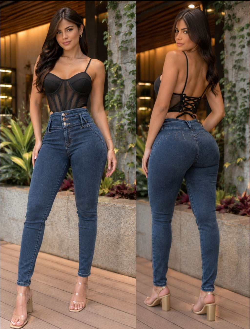 JEANS SINDY-  Bota Skinny (tubo) - Sin Bolsillos - Con o sin FAJA TRIPLE LEVANTA Cola 3D - 4D - Tiro ALTO