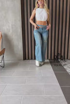 JEANS VALMORT -Wide leg - STRECH - Ancho - tono Verde Dirty-  ancho REAL CULTURE