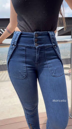 JEANS MARICELLA -  Bota Skinny (tubo) - Sin Bolsillos - Con o sin FAJA TRIPLE LEVANTA Cola 3D - 4D - Tiro ALTO